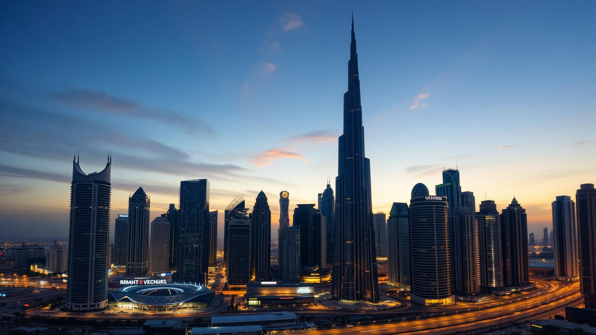 Dubai skyline at dusk